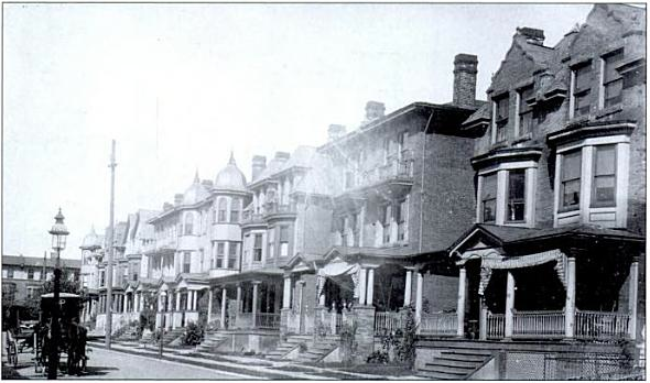 1908 photo looks northwest past 827 S. St. Bernard Street, right, and on toward Florence Avenue. (From <i>Philadelphia Neighborhoods</i> by Gus Spector)
