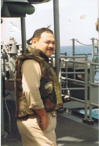 Chief Alex Perez, who was trapped in the engineroom by the mine blast. He survived serious burns after being transported from the Persian Gulf to Texas.