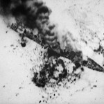 The Iranian frigate IS SAHAND (74) burns after being attacked by aircraft of Carrier Air Wing II from the nuclear-powered aircraft carrier USS ENTERPRISE (CVN-65) in retaliation for the mining of the guided missile frigate USS SAMUEL B. ROBERTS (FFG-58). The ship was hit by three Harpoon missiles plus cluster bombs.