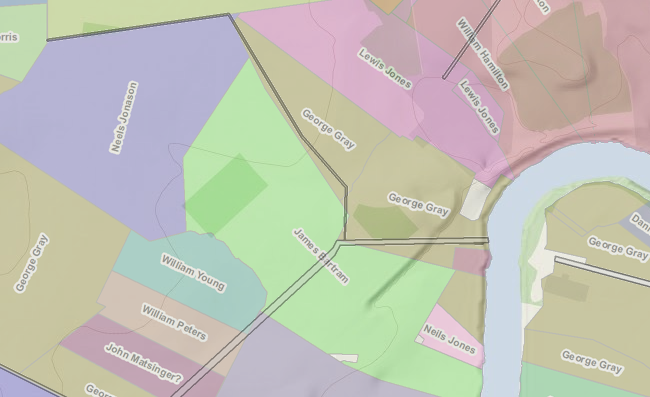 Mapping West Philadelphia: Landowners, October 1777 (J.M. Duffin via University of Pennsylvania Archives)