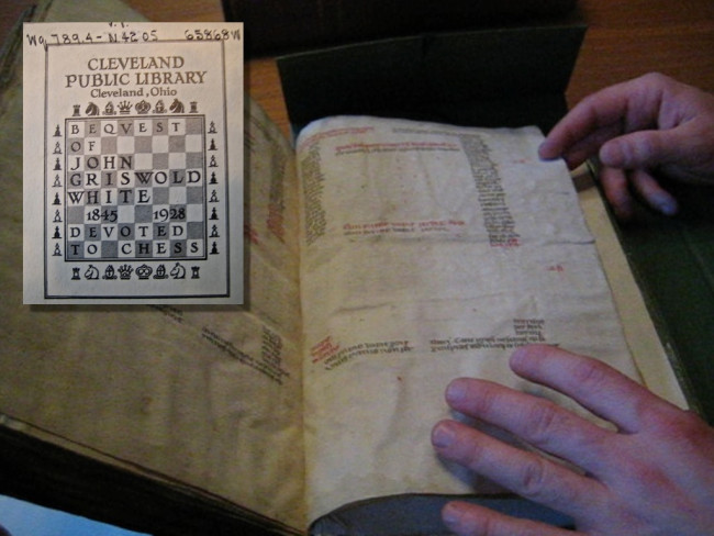 600-year-old chess problems, in Latin, on vellum, in Cleveland