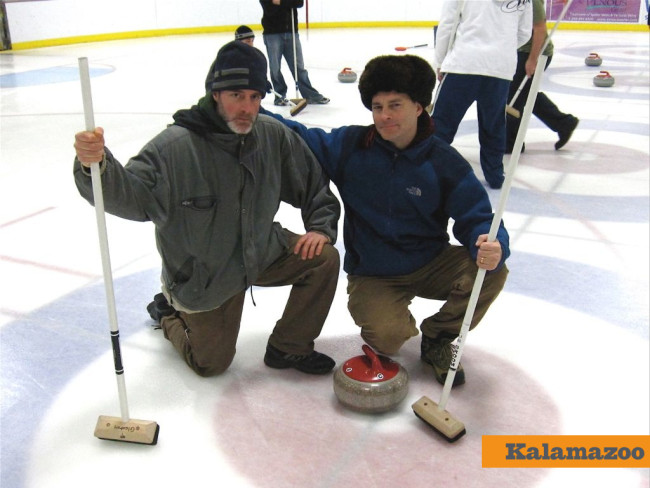 Putting the rock in the house with the Kzoo Curling Club.
